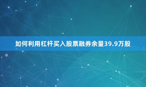 如何利用杠杆买入股票融券余量39.9万股