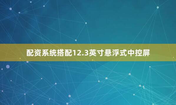 配资系统搭配12.3英寸悬浮式中控屏